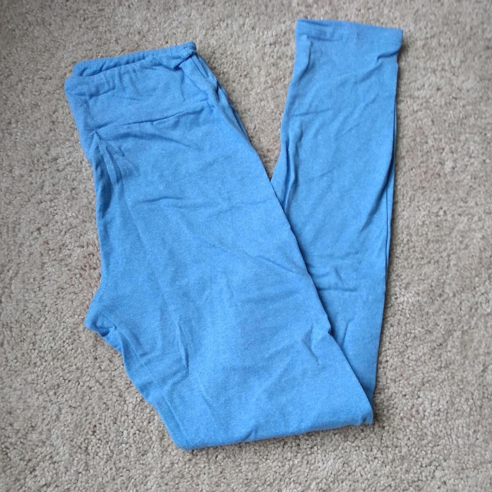 Lularoe OS solid heathered blue leggings